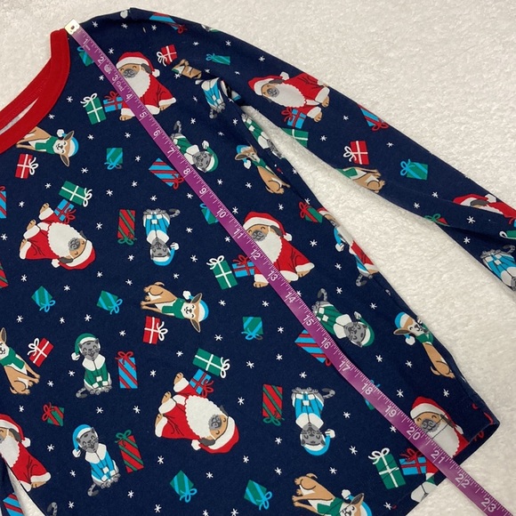 Lands end snug fit cotton long sleeve deep sea navy holiday dog cat Christmas 14 - Picture 5 of 11